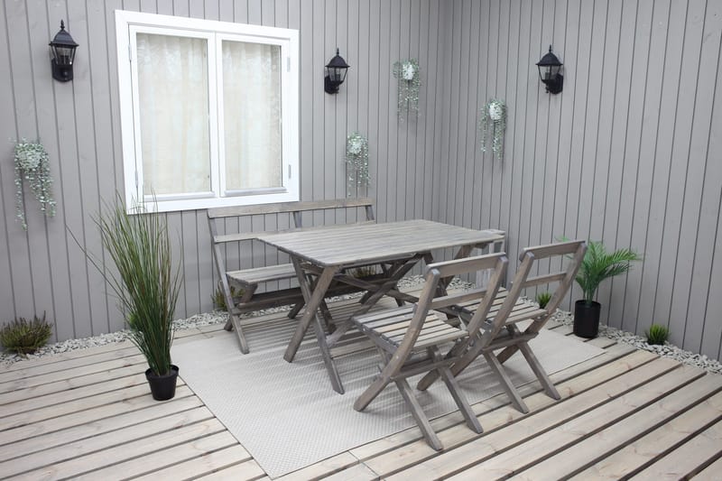 Larios Spisegruppe 76 cm + 2 Spisestoler + Benk - Grå - Hagemøbler & utemiljø - Hagegruppe - Spisegrupper hage