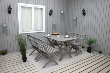 Larios Spisegruppe 76 cm + 2 Spisestoler + Benk - Grå - Hagemøbler & utemiljø - Hagegruppe - Spisegrupper hage