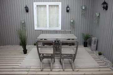 Larios Spisegruppe 76 cm + 2 Spisestoler + Benk - Grå - Hagemøbler & utemiljø - Hagegruppe - Spisegrupper hage