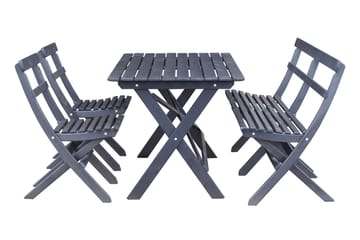 Larios Spisegruppe 76 cm + 2 Spisestoler + Benk - Svart - Hagemøbler & utemiljø - Hagegruppe - Spisegrupper hage