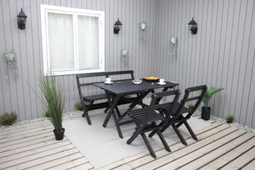 Larios Spisegruppe 76 cm + 2 Spisestoler + Benk - Svart - Hagemøbler & utemiljø - Hagegruppe - Spisegrupper hage