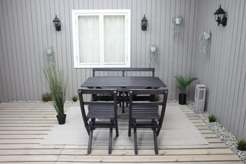 Larios Spisegruppe 76 cm + 2 Spisestoler + Benk - Svart - Hagemøbler & utemiljø - Hagegruppe - Spisegrupper hage