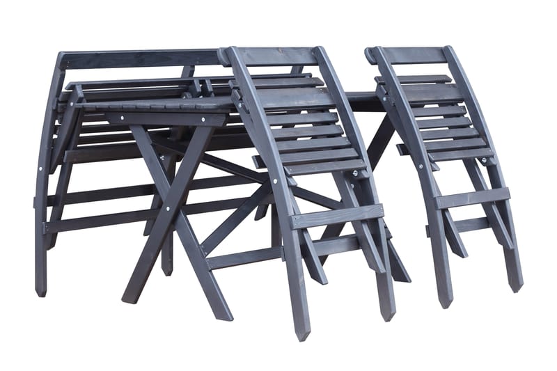 Larios Spisegruppe 76 cm + 2 Spisestoler + Benk - Svart - Hagemøbler & utemiljø - Hagegruppe - Spisegrupper hage