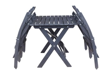 Larios Spisegruppe 76 cm + 2 Spisestoler + Benk - Svart - Hagemøbler & utemiljø - Hagegruppe - Spisegrupper hage