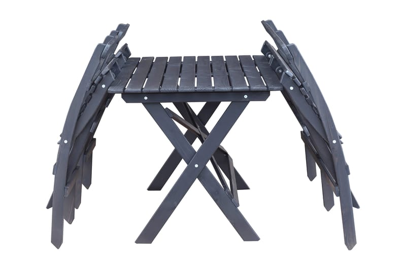 Larios Spisegruppe 76 cm + 2 Spisestoler + Benk - Svart - Hagemøbler & utemiljø - Hagegruppe - Spisegrupper hage