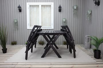 Larios Spisegruppe 76 cm + 2 Spisestoler + Benk - Svart - Hagemøbler & utemiljø - Hagegruppe - Spisegrupper hage