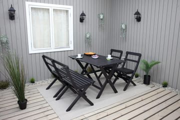 Larios Spisegruppe 76 cm + 2 Spisestoler + Benk - Svart - Hagemøbler & utemiljø - Hagegruppe - Spisegrupper hage
