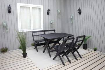 Larios Spisegruppe 76 cm + 2 Spisestoler + Benk - Svart - Hagemøbler & utemiljø - Hagegruppe - Spisegrupper hage