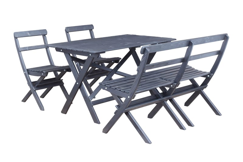 Larios Spisegruppe 76 cm + 2 Spisestoler + Benk, Svart