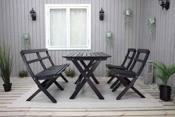 Larios Spisegruppe 76 cm + 2 Spisestoler + Benk - Svart - Hagemøbler & utemiljø - Hagegruppe - Spisegrupper hage