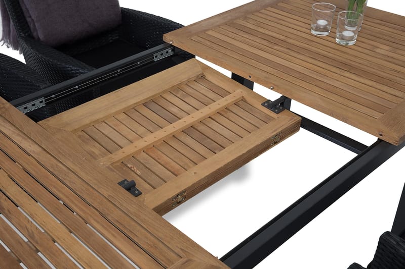 Las Vegas Spisegruppe 152-210 + 4 Thor Stoler - Svart/Teak - Hagemøbler & utemiljø - Hagegruppe - Spisegrupper hage