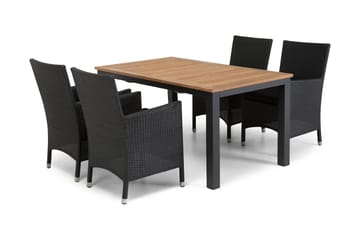 Las Vegas Spisegruppe 152-210 + 4 Thor Stoler - Svart/Teak - Hagemøbler & utemiljø - Hagegruppe - Spisegrupper hage