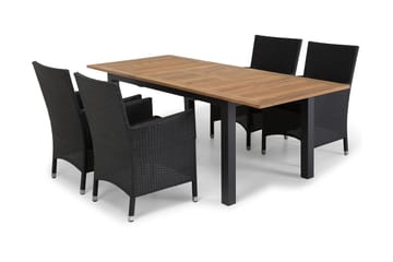 Las Vegas Spisegruppe 152-210 + 4 Thor Stoler - Svart/Teak - Hagemøbler & utemiljø - Hagegruppe - Spisegrupper hage