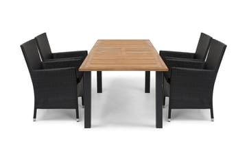 Las Vegas Spisegruppe 152-210 + 4 Thor Stoler - Svart/Teak - Hagemøbler & utemiljø - Hagegruppe - Spisegrupper hage