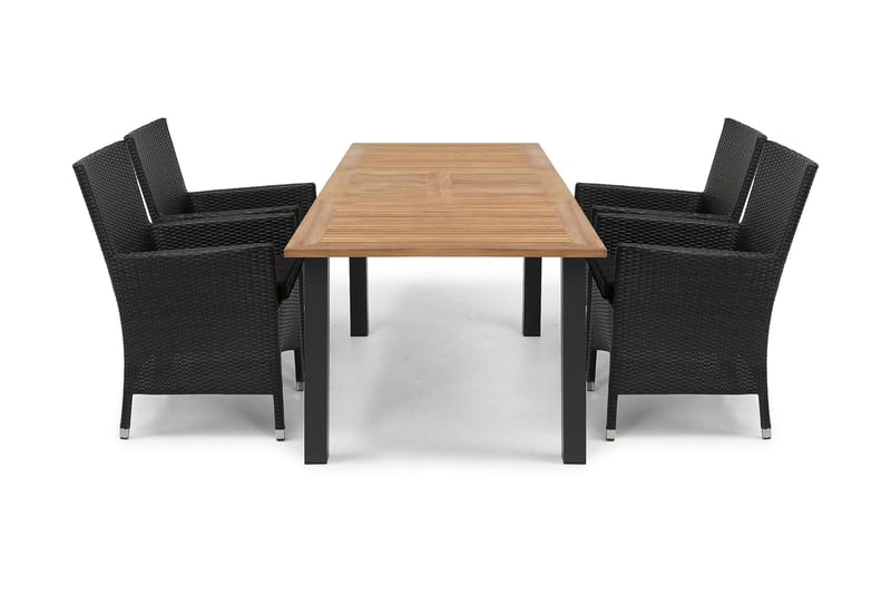 Las Vegas Spisegruppe 152-210 + 4 Thor Stoler - Svart/Teak - Hagemøbler & utemiljø - Hagegruppe - Spisegrupper hage