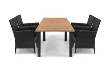 Las Vegas Spisegruppe 152-210 + 4 Thor Stoler - Svart/Teak - Hagemøbler & utemiljø - Hagegruppe - Spisegrupper hage