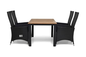 Las Vegas Spisegruppe 152-210+4 Jenny Regulerbare Stoler - Inkl Puter Svart/Teak - Hagemøbler & utemiljø - Hagegruppe - Spisegrupper hage