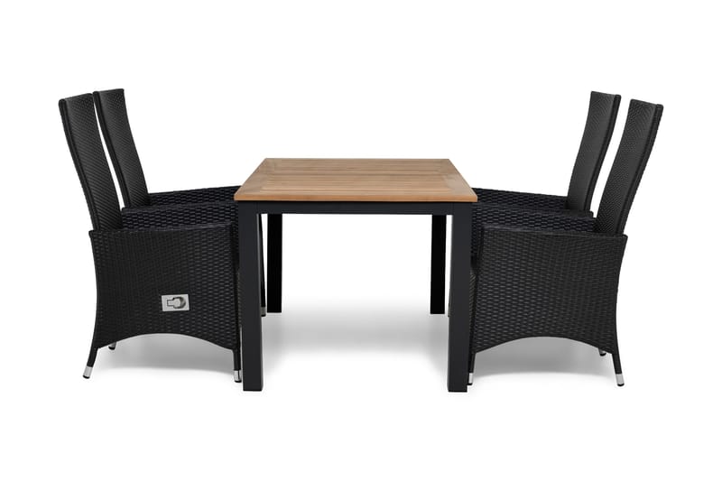 Las Vegas Spisegruppe 152-210+4 Jenny Regulerbare Stoler, Inkl Puter Svart/Teak