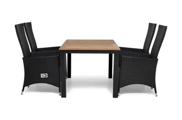 Las Vegas Spisegruppe 152-210+4 Jenny Regulerbare Stoler - Inkl Puter Svart/Teak - Hagemøbler & utemiljø - Hagegruppe - Spisegrupper hage
