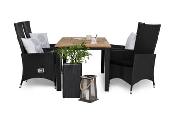 Las Vegas Spisegruppe 152-210+4 Jenny Regulerbare Stoler - Inkl Puter Svart/Teak - Hagemøbler & utemiljø - Hagegruppe - Spisegrupper hage