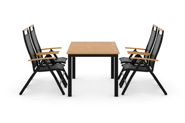 Las Vegas Spisegruppe 152-210+4 Posisjonsstoler Lyx - Svart/Teak - Hagemøbler & utemiljø - Hagegruppe - Spisegrupper hage