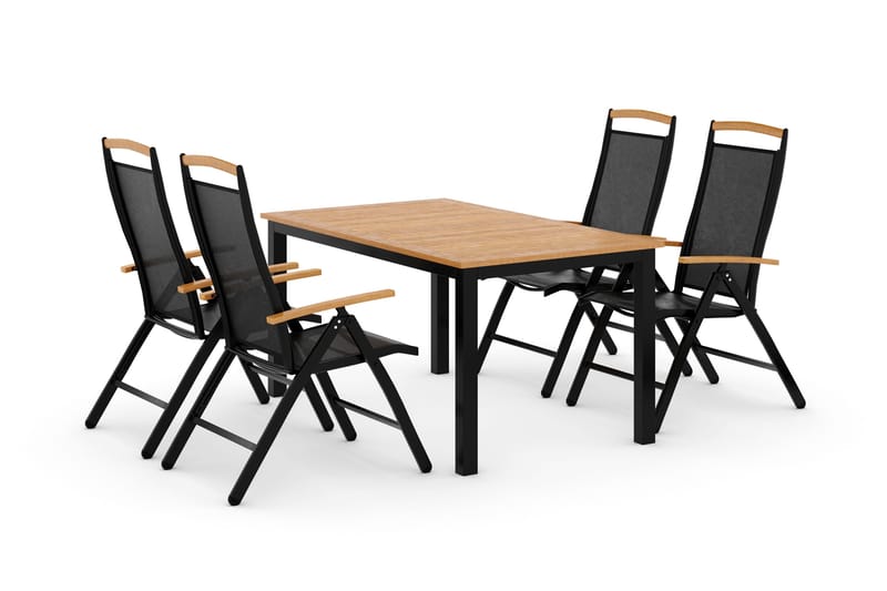 Las Vegas Spisegruppe 152-210+4 Posisjonsstoler Lyx - Svart/Teak - Hagemøbler & utemiljø - Hagegruppe - Spisegrupper hage