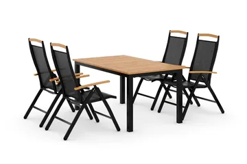 Las Vegas Spisegruppe 152-210+4 Posisjonsstoler Lyx - Svart/Teak - Hagemøbler & utemiljø - Hagegruppe - Spisegrupper hage