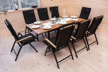 Las Vegas Spisegruppe 152-210+4 Posisjonsstoler Lyx - Svart/Teak - Hagemøbler & utemiljø - Hagegruppe - Spisegrupper hage