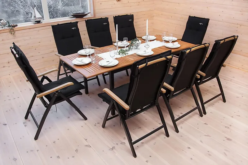 Las Vegas Spisegruppe 152-210+4 Posisjonsstoler Lyx - Svart/Teak - Hagemøbler & utemiljø - Hagegruppe - Spisegrupper hage