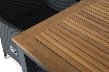 Las Vegas Spisegruppe 152-210+6 Jenny Regulerbare Stoler - Svart/Teak - Hagemøbler & utemiljø - Hagegruppe - Spisegrupper hage