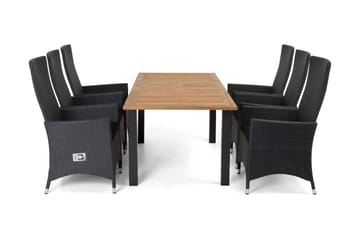 Las Vegas Spisegruppe 152-210+6 Jenny Regulerbare Stoler - Svart/Teak - Hagemøbler & utemiljø - Hagegruppe - Spisegrupper hage