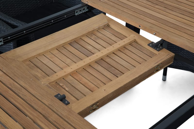 Las Vegas Spisegruppe 152-210+6 Jenny Regulerbare Stoler - Svart/Teak - Hagemøbler & utemiljø - Hagegruppe - Spisegrupper hage