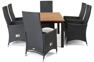 Las Vegas Spisegruppe 152-210+6 Jenny Regulerbare Stoler - Svart/Teak - Hagemøbler & utemiljø - Hagegruppe - Spisegrupper hage