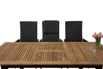 Las Vegas Spisegruppe 152-210+6 Jenny Regulerbare Stoler - Svart/Teak - Hagemøbler & utemiljø - Hagegruppe - Spisegrupper hage