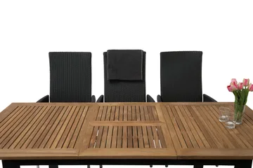 Las Vegas Spisegruppe 152-210+6 Jenny Regulerbare Stoler - Svart/Teak - Hagemøbler & utemiljø - Hagegruppe - Spisegrupper hage
