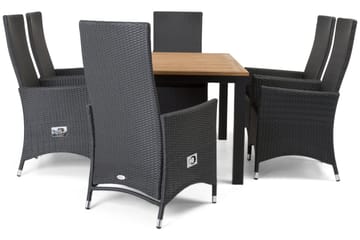 Las Vegas Spisegruppe 152-210+6 Jenny Regulerbare Stoler - Svart/Teak - Hagemøbler & utemiljø - Hagegruppe - Spisegrupper hage