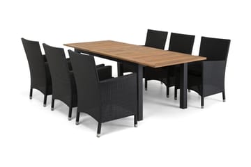 Las Vegas Spisegruppe 152-210+6 Thor Lyx Stoler - Svart/Teak - Hagemøbler & utemiljø - Hagegruppe - Spisegrupper hage