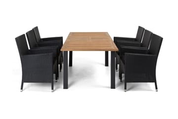Las Vegas Spisegruppe 152-210+6 Thor Lyx Stoler - Svart/Teak - Hagemøbler & utemiljø - Hagegruppe - Spisegrupper hage