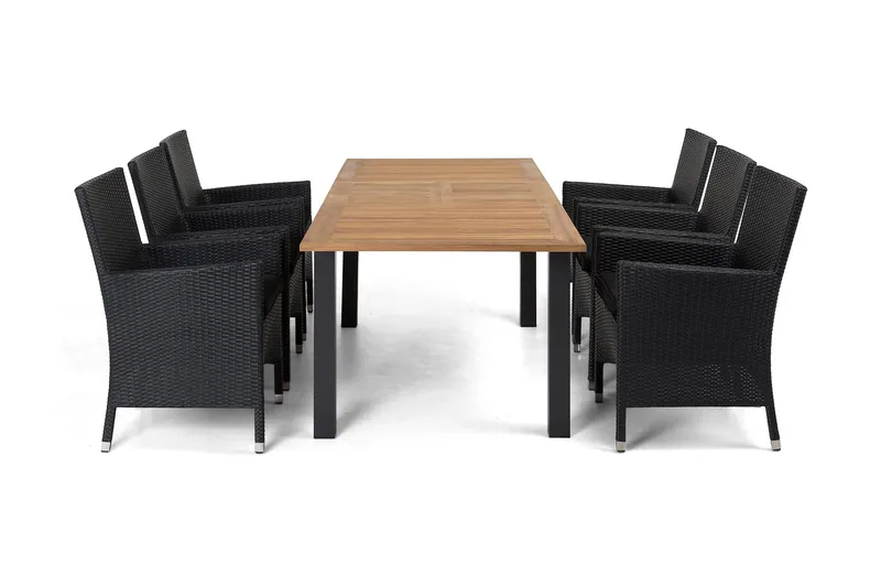 Las Vegas Spisegruppe 152-210+6 Thor Lyx Stoler, Svart/Teak