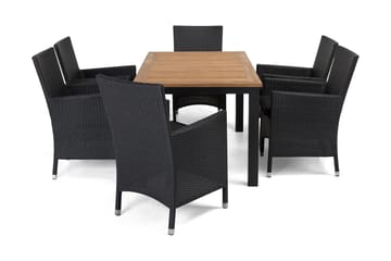 Las Vegas Spisegruppe 152-210+6 Thor Lyx Stoler - Svart/Teak - Hagemøbler & utemiljø - Hagegruppe - Spisegrupper hage