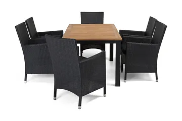 Las Vegas Spisegruppe 152-210+6 Thor Lyx Stoler - Svart/Teak - Hagemøbler & utemiljø - Hagegruppe - Spisegrupper hage