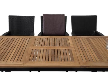 Las Vegas Spisegruppe 152-210+6 Thor Lyx Stoler - Svart/Teak - Hagemøbler & utemiljø - Hagegruppe - Spisegrupper hage