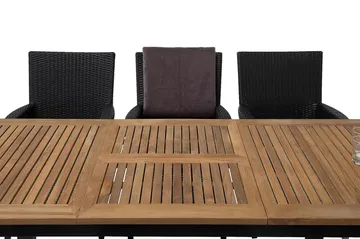 Las Vegas Spisegruppe 152-210+6 Thor Lyx Stoler - Svart/Teak - Hagemøbler & utemiljø - Hagegruppe - Spisegrupper hage