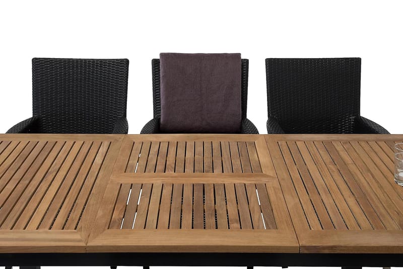 Las Vegas Spisegruppe 152-210+6 Thor Lyx Stoler - Svart/Teak - Hagemøbler & utemiljø - Hagegruppe - Spisegrupper hage