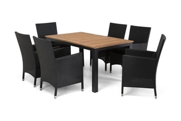 Las Vegas Spisegruppe 152-210+6 Thor Lyx Stoler - Svart/Teak - Hagemøbler & utemiljø - Hagegruppe - Spisegrupper hage