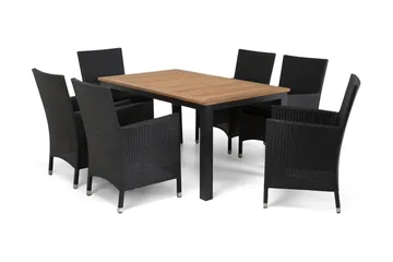 Las Vegas Spisegruppe 152-210+6 Thor Lyx Stoler - Svart/Teak - Hagemøbler & utemiljø - Hagegruppe - Spisegrupper hage