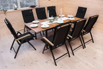 Las Vegas Spisegruppe 152-210+6 Posisjonsstoler Lyx - Svart/Teak - Hagemøbler & utemiljø - Hagegruppe - Spisegrupper hage