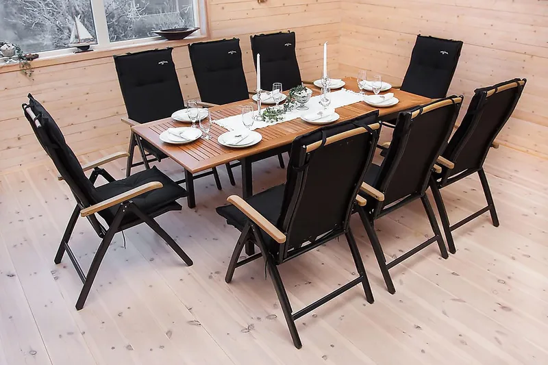 Las Vegas Spisegruppe 152-210+6 Posisjonsstoler Lyx - Svart/Teak - Hagemøbler & utemiljø - Hagegruppe - Spisegrupper hage