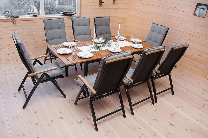 Las Vegas Spisegruppe 152-210+6 Posisjonsstoler Lyx - Svart/Teak - Hagemøbler & utemiljø - Hagegruppe - Spisegrupper hage