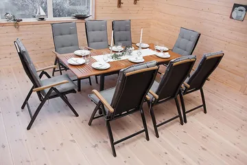 Las Vegas Spisegruppe 152-210+6 Posisjonsstoler Lyx - Svart/Teak - Hagemøbler & utemiljø - Hagegruppe - Spisegrupper hage